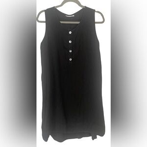Bryn Walker Dress Women’s Small Black Linen Short Sleeve Shift Lagenlook Coastal